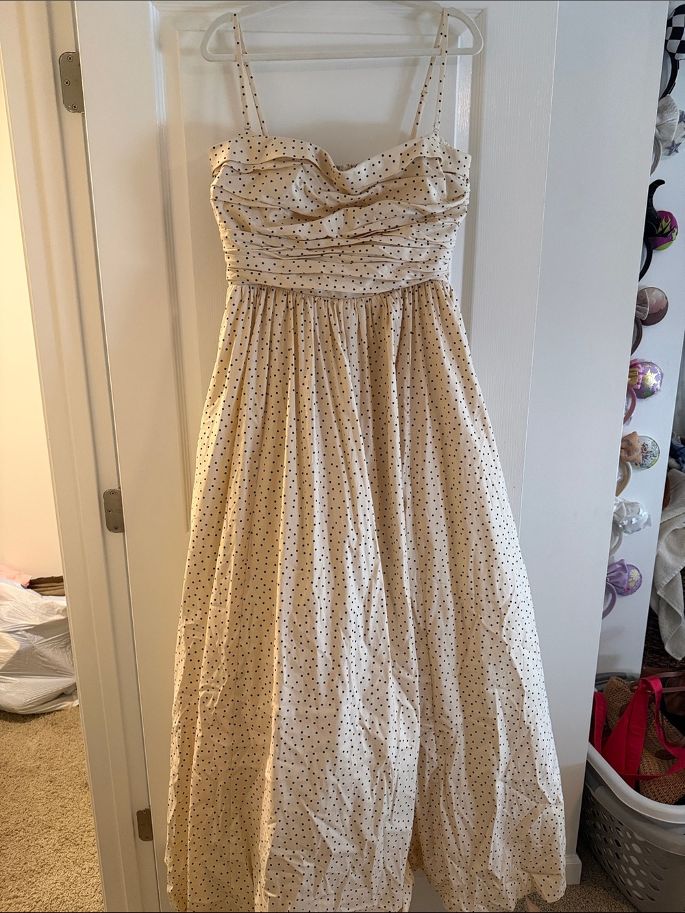 Reformation Kastoria “Salt and Pepper” Polka Dot Convertible Formal Gown - Sz 12
